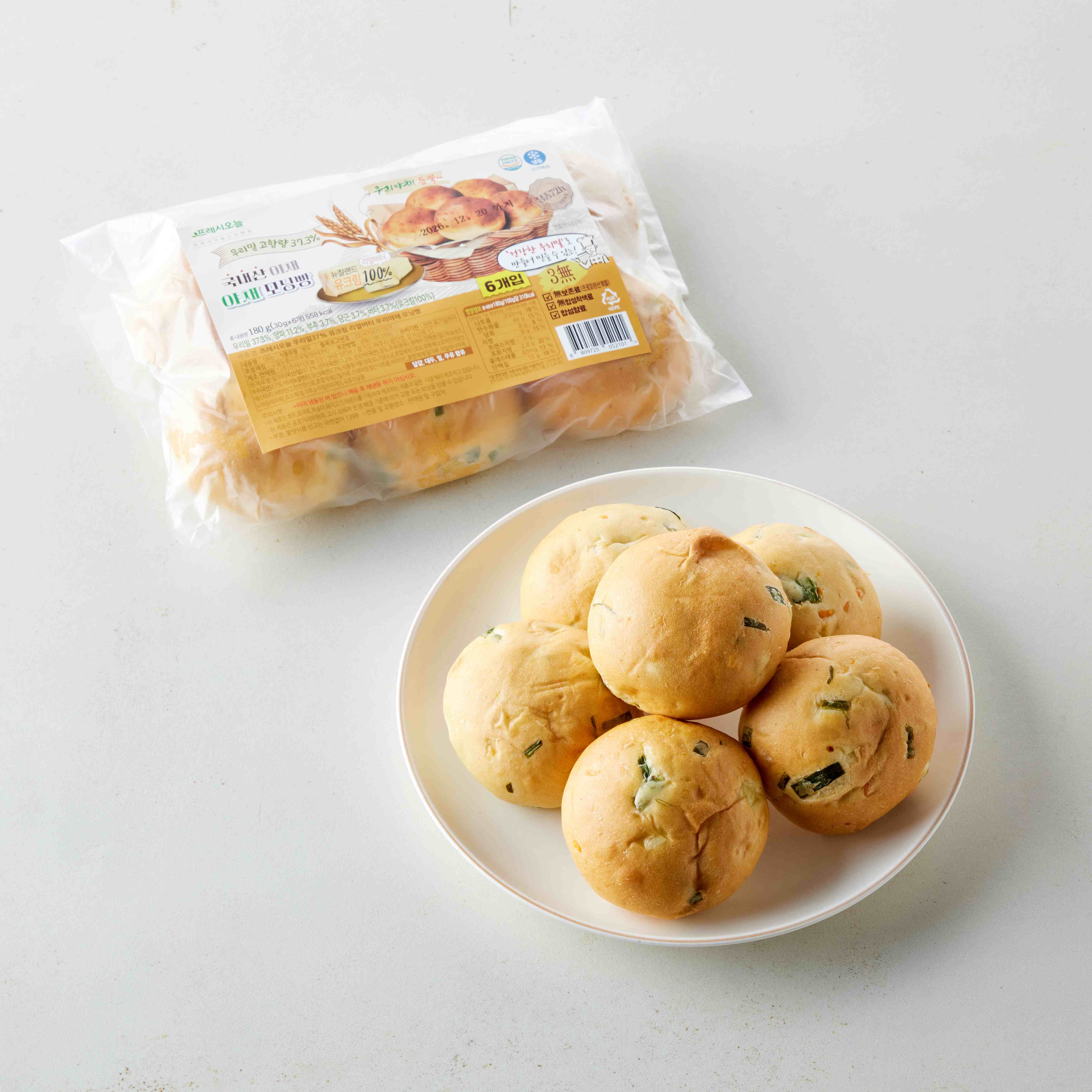 우리밀 우리야채 모닝빵(30g x 6입)