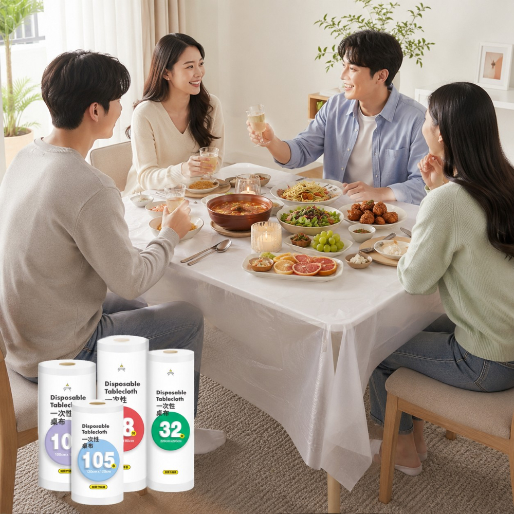일회용 방수 비닐 식탁보 위생 테이블보 정사각 뜯어쓰는 롤타입 245매