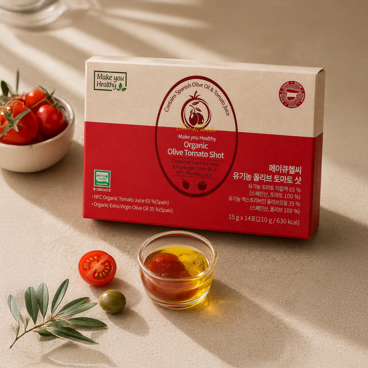 [메이큐헬씨] 엑스트라버진 올리브 NFC유기농 100%  토마토 샷(14포) 대표이미지 섬네일