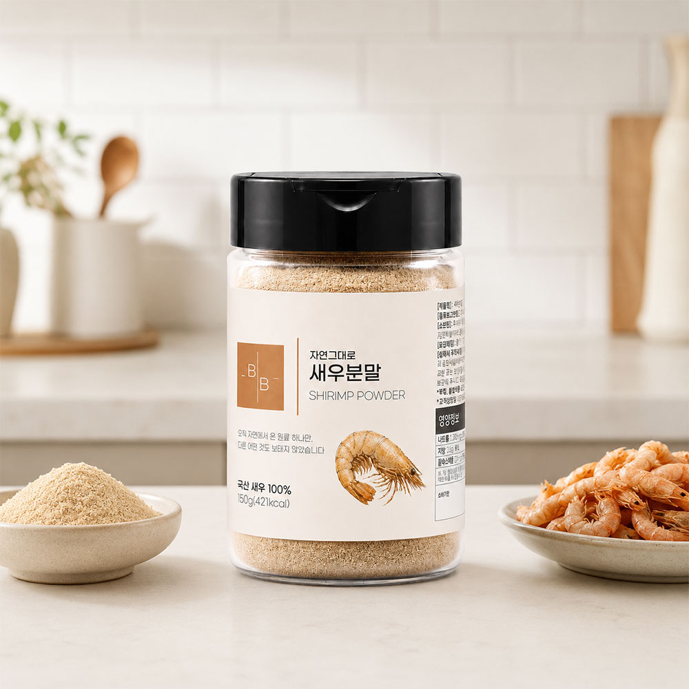 비오바이 국산 새우분말 150g 1통 천연조미료 새우가루 국물 육수 볶음밥 계란찜