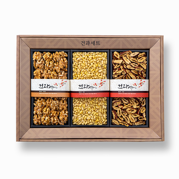 [넛토리 견과세트2호] 국산 잣+호두+국산 대추재 선물세트/보자기포장/명절선물세트