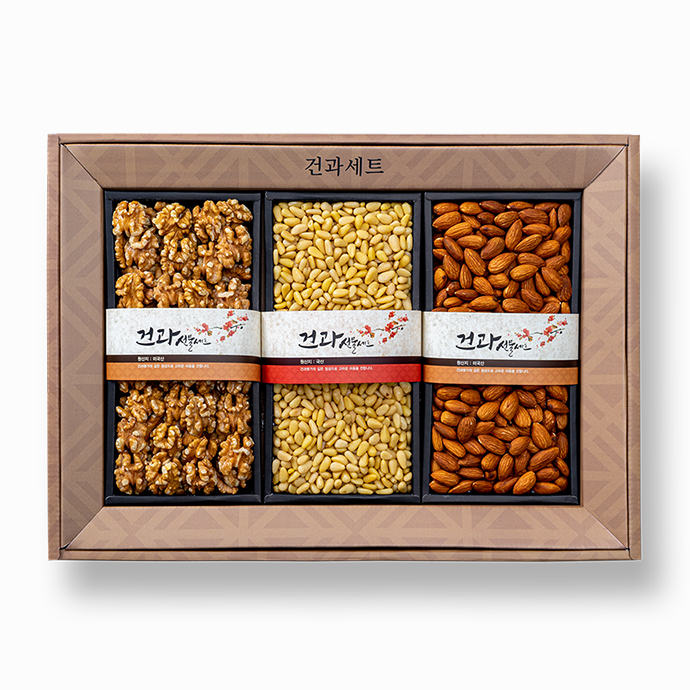 [넛토리 견과세트 4호] 국산 잣+호두+아몬드 선물세트/보자기포장/명절선물세트