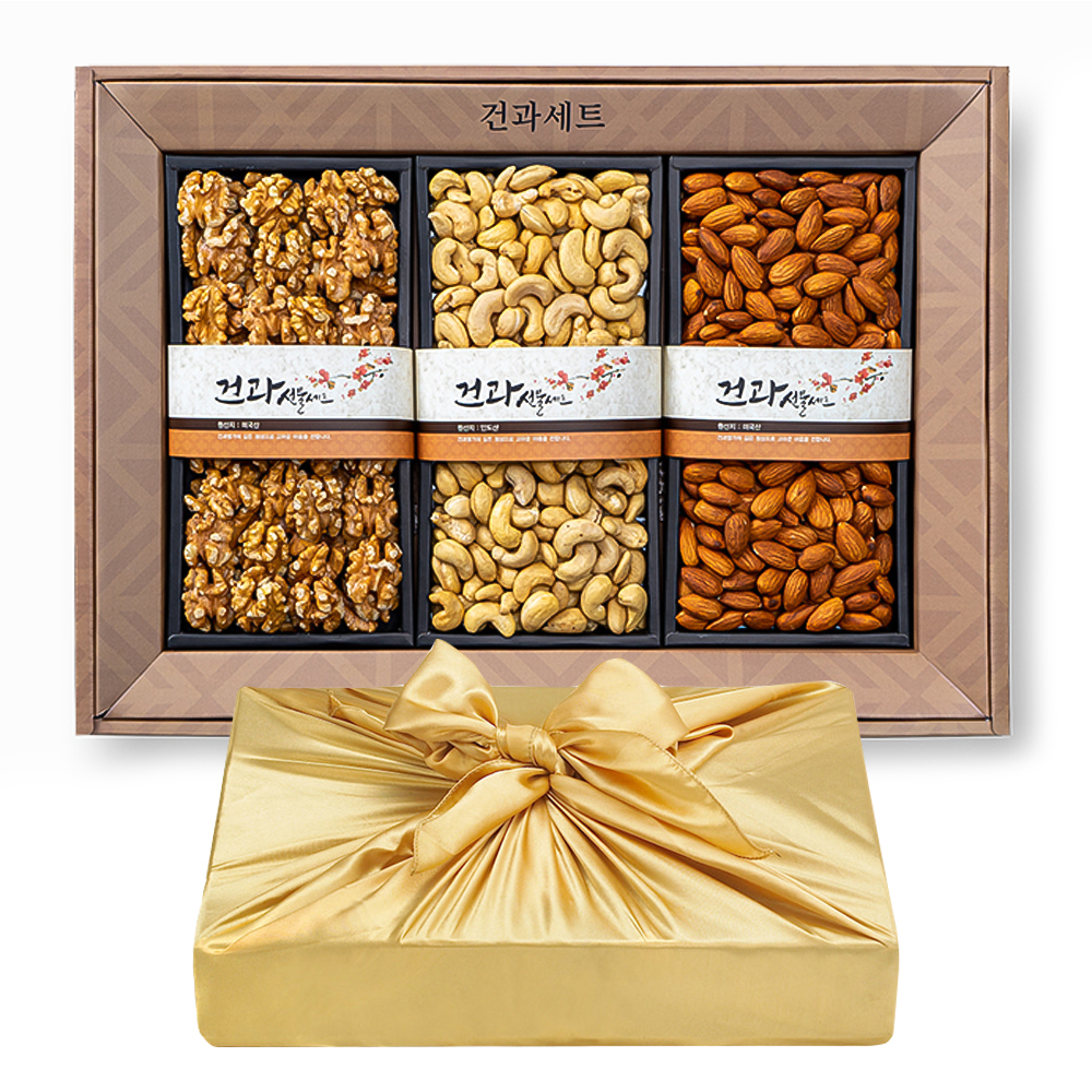 [넛토리] 견과 5호 선물세트 호두200g+아몬드280g+캐슈넛260g (보자기포장) 대표이미지 섬네일