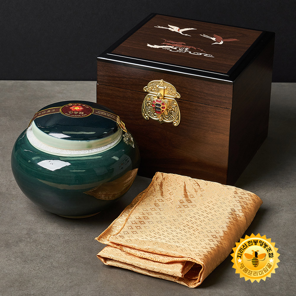 [지리산 뱀사골]  프리미엄 야생화꿀 1kg 선물세트 (도자기) 보자기 포장
