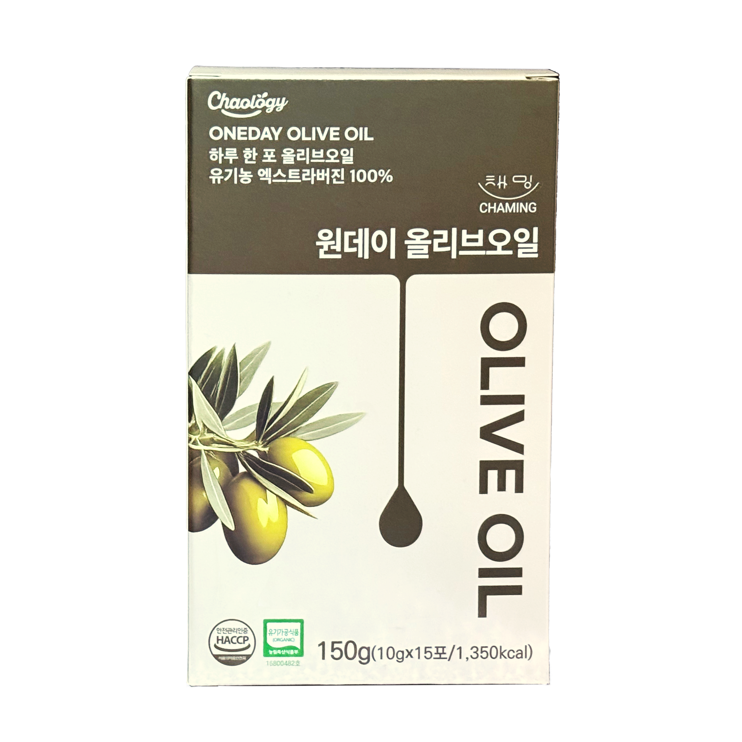 채밍 유기농 원데이 올리브오일 스틱 엑스트라버진 100% 냉압착 스페인산 15g 15포 3입세트