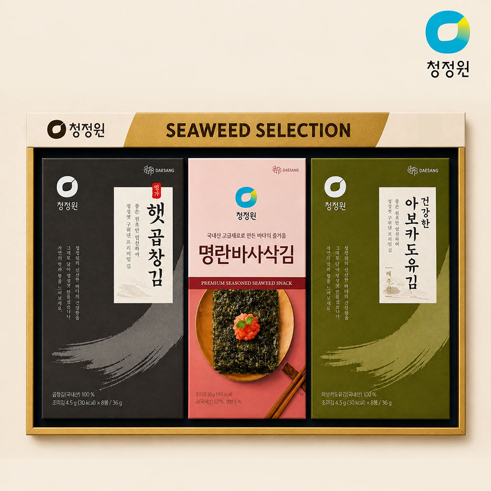 청정원 햇곱창김 재래김 혼합 8호 명절 선물 세트 (쇼핑백포함)