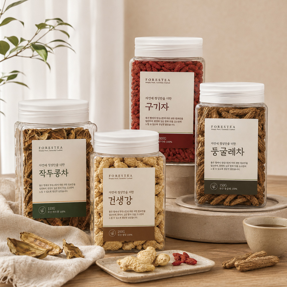 포레스티 최상급 원물차 용기형 볶은 작두콩차 둥굴레차 생강차 영하 구기자 대표이미지 섬네일