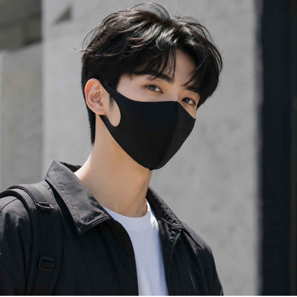 블랙 3D 입체 패션 마스크 얼굴밀착형 세탁가능 데일리 마스크