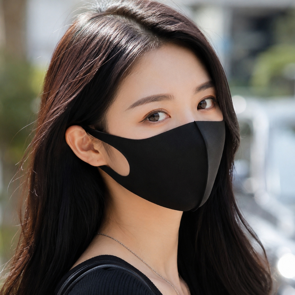 블랙 3D 입체 패션 마스크 얼굴밀착형 세탁가능 데일리 마스크