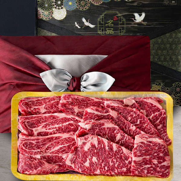 [팜스한우] 1등급이상 구이선물세트 1kg(등심500g+채끝 500g)_등바구니/보자기)
