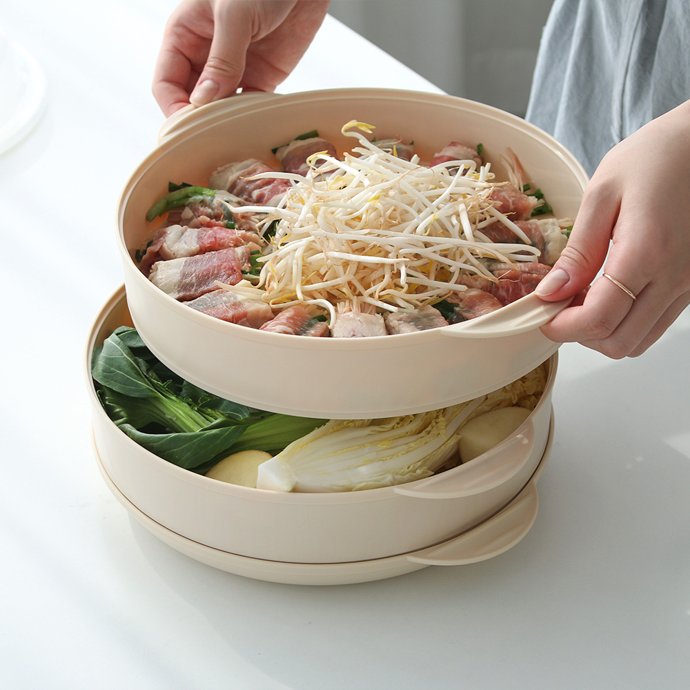 국산 대용량 전자레인지 2단 찜기 세트 BPA-Free 다이어트 야채 만두 찜용기