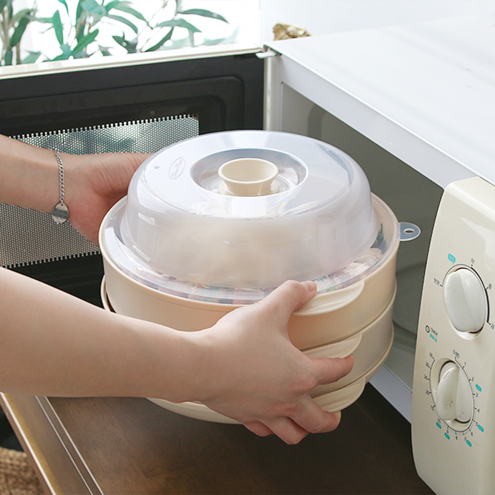 국산 대용량 전자레인지 2단 찜기 세트 BPA-Free 다이어트 야채 만두 찜용기