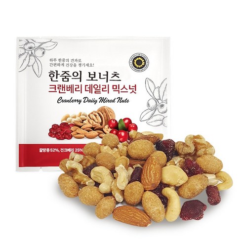 한줌의 보너츠 견과류 20봉 선물세트 크랜베리믹스넛 10봉 + 데일리믹스넛 10봉 대표이미지 섬네일