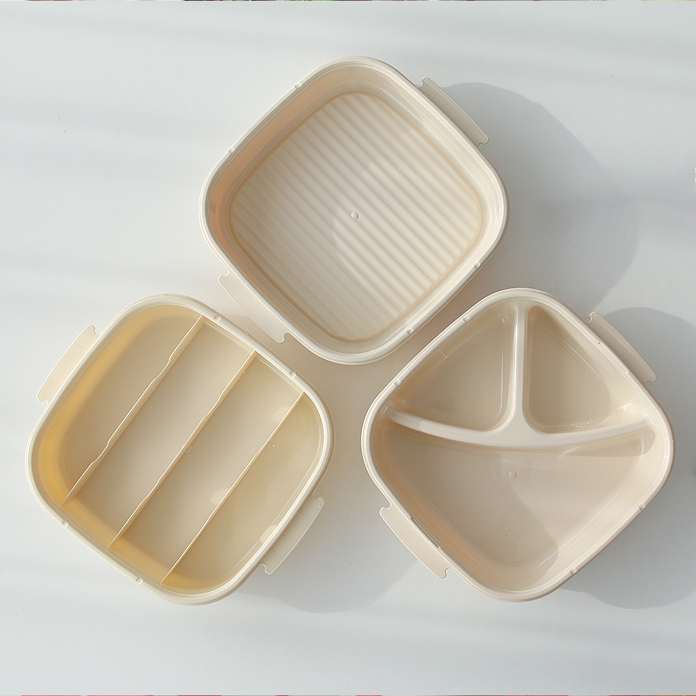 BPA-FREE 국산 분리형 피크닉 3단 도시락통 세트 런치박스 전자렌지 사용가능