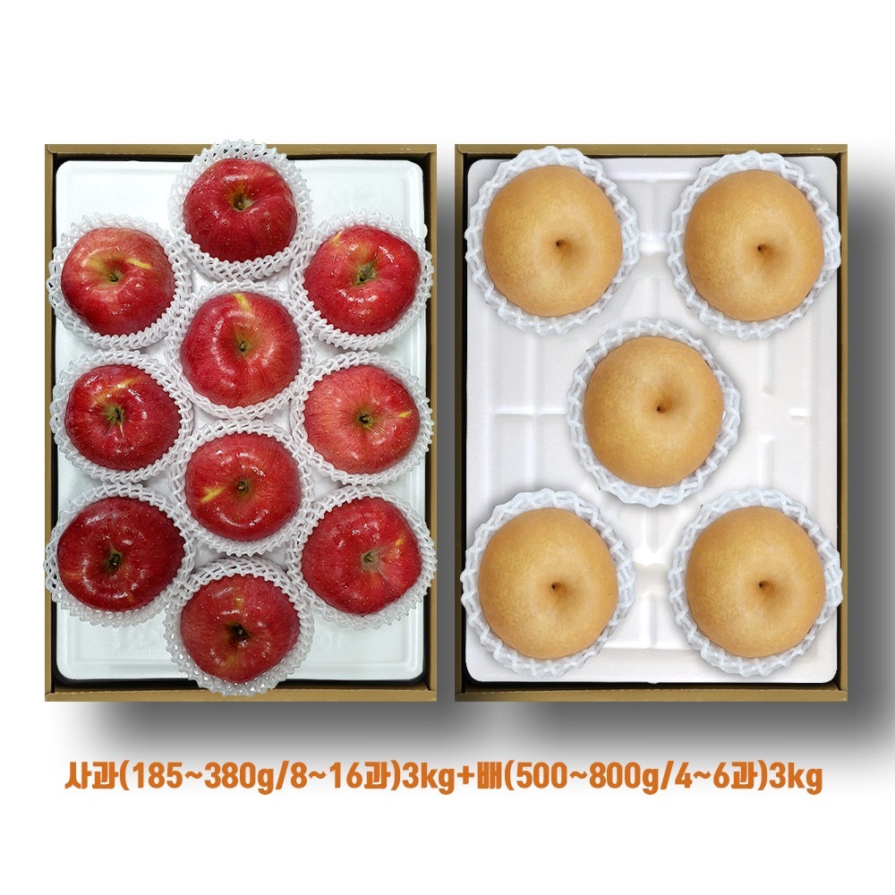 당도보장 사과배혼합 선물세트 6kg(사과 8-6과 3kg+배 4-6과 3kg)