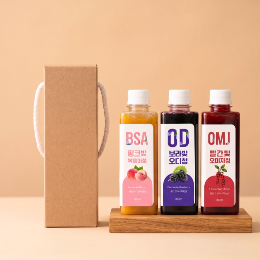 복숭아 오미자 오디 국산과일 과일청 300ml 1병