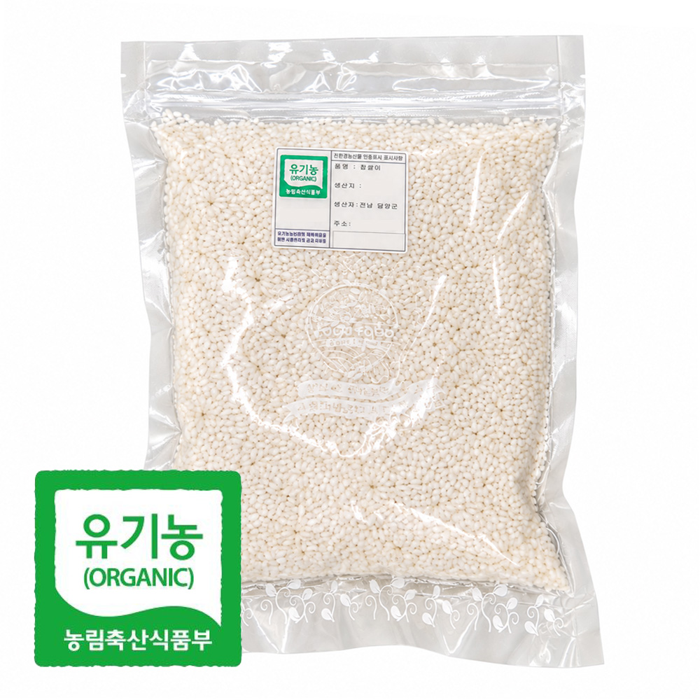 국내산 유기농 찹쌀 1kg 정성으로 키운 건강잡곡 친환경