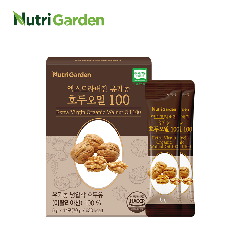 [뉴트리가든] 엑스트라버진 100% 유기농 호두오일 스틱 5g x 14포(1/2/3박스) 대표이미지 섬네일