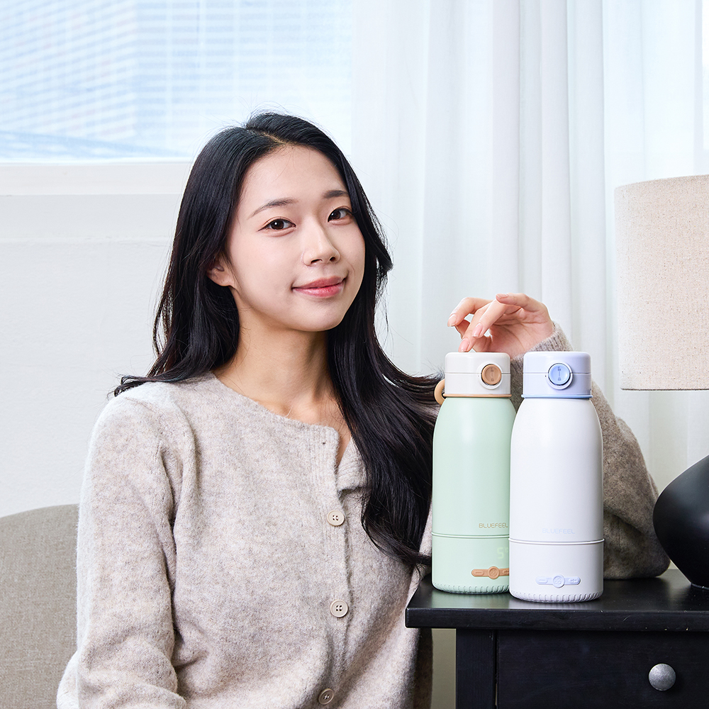 블루필 무선 전기포트 500ml 휴대용 분유포트 가열 텀블러