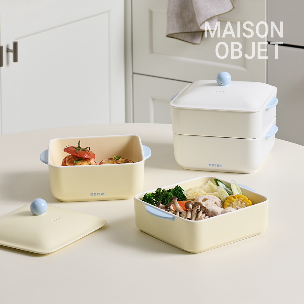 메종오브제 윤도자기 모락 정사각 찜기 채반 세트
