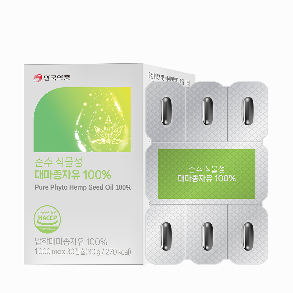 [안국약품] 순수 식물성 대마종자유 100 1000mg x 30캡슐 (1개월분) 대표이미지 섬네일