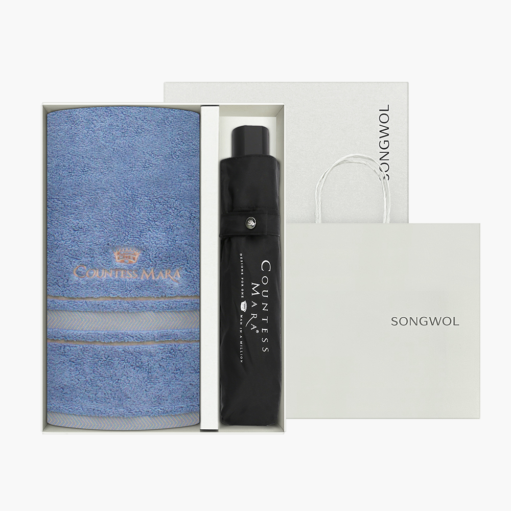 송월 타올우산선물세트(센치1+CM 3단 폰지1)+쇼핑백