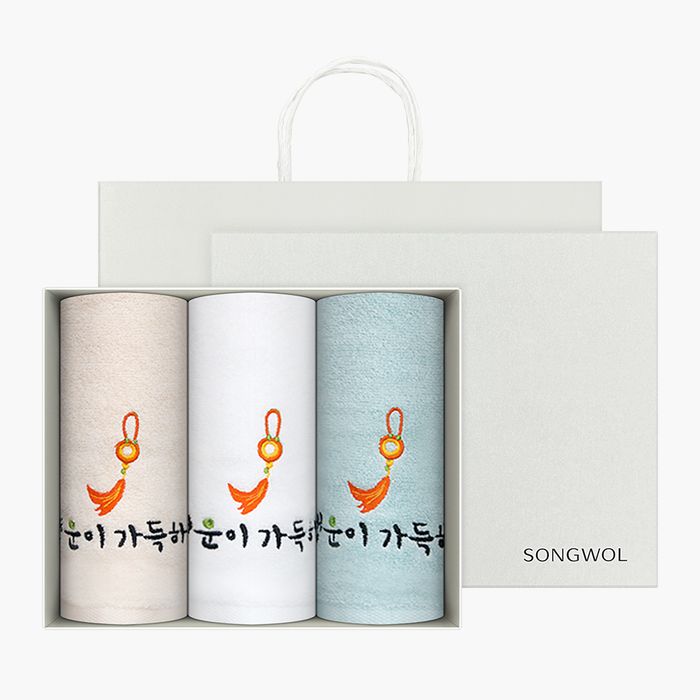 송월 옥행운자수 3매세트+쇼핑백