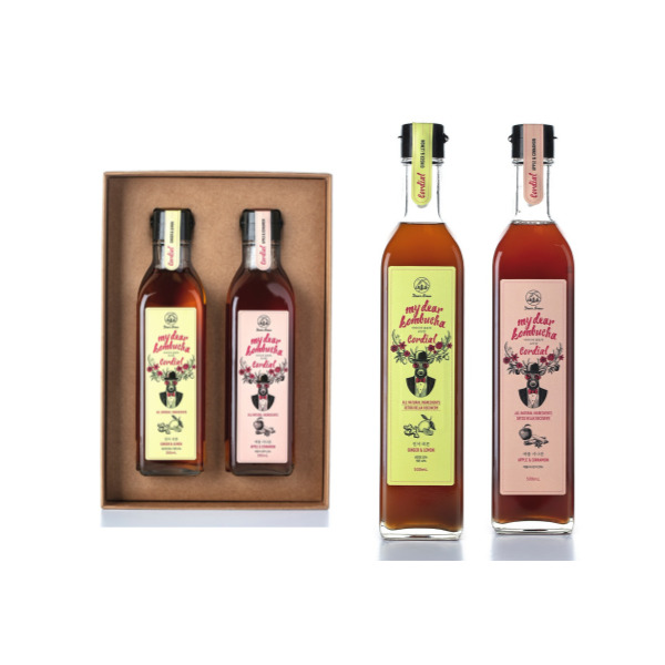 마이디어 콤부차 홈까페 선물세트 [500ml X 2, 300ml 기프트팩] / 농축 코디얼 에센스 에이드 라떼 모히또 샐러드 드레싱