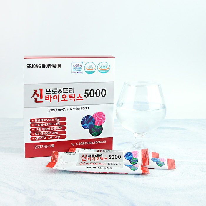 [최저가]신 프로 앤 프리 바이오틱스 5000 (5g x 60포) 총300g / 유산균100억