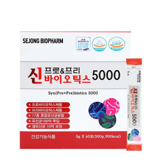 [최저가]신 프로 앤 프리 바이오틱스 5000 (5g x 60포) 총300g / 유산균100억 대표이미지 섬네일