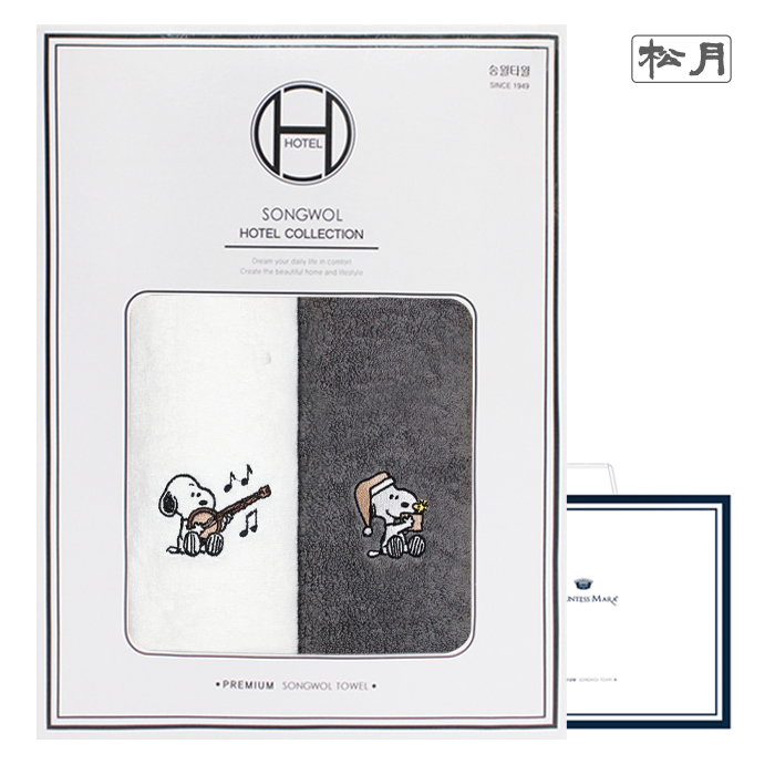 송월 스누피 멜로우 심플무지 2매 선물세트(쇼핑백) 대표이미지 섬네일