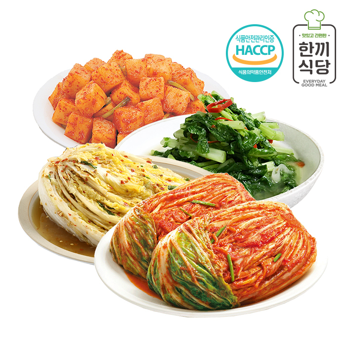 [한끼식당] 우리 농산물 100% 김치 추천 4종세트(포기김치/고추씨백김치/청양열무물김치/깍두기 각1kg)