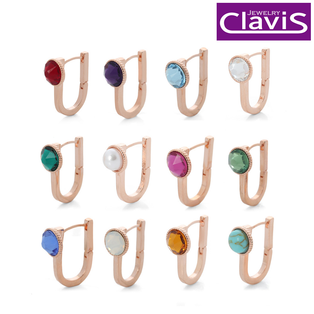 Clavis [클라비스] 14k 스와로브스키 탄생석 귀걸이 CL14kp EGP126