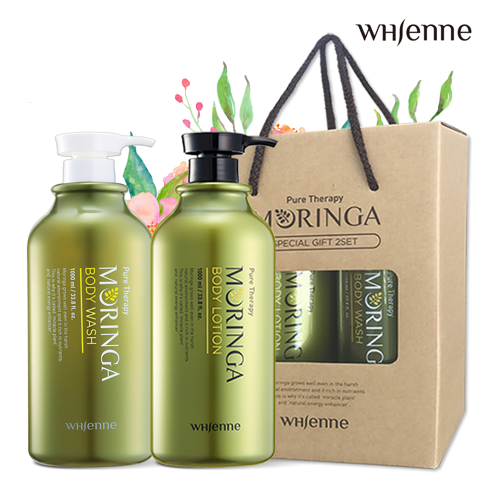 [휘엔느] 모링가 단백질 대용량 약산성 저자극 바디워시+ 바디로션 선물세트 총 2000ml