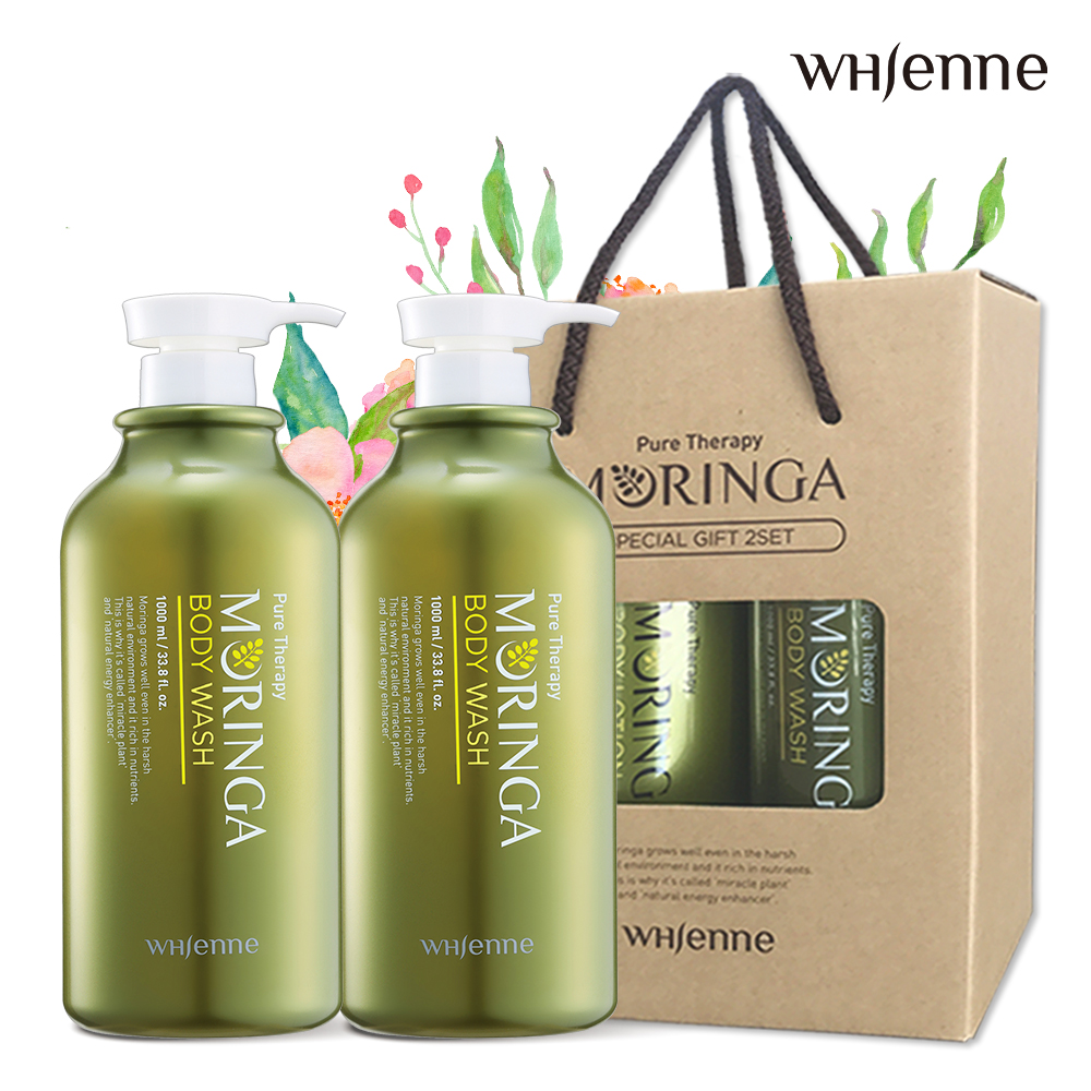 [휘엔느] 모링가 단백질 대용량 약산성 저자극 바디워시+ 바디로션 선물세트 총 2000ml