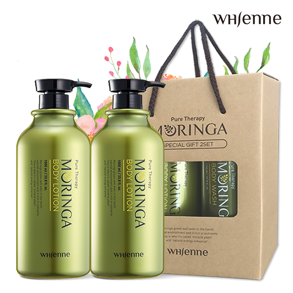 [휘엔느] 모링가 단백질 대용량 약산성 저자극 바디워시+ 바디로션 선물세트 총 2000ml