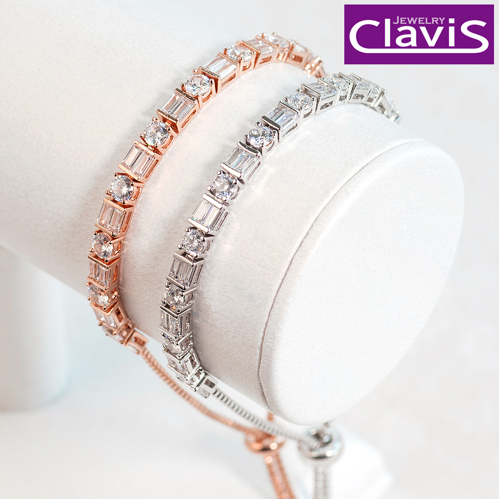 Clavis [클라비스] 스퀘어 서클 큐빅 링크 팔찌 CL14kp-BB033