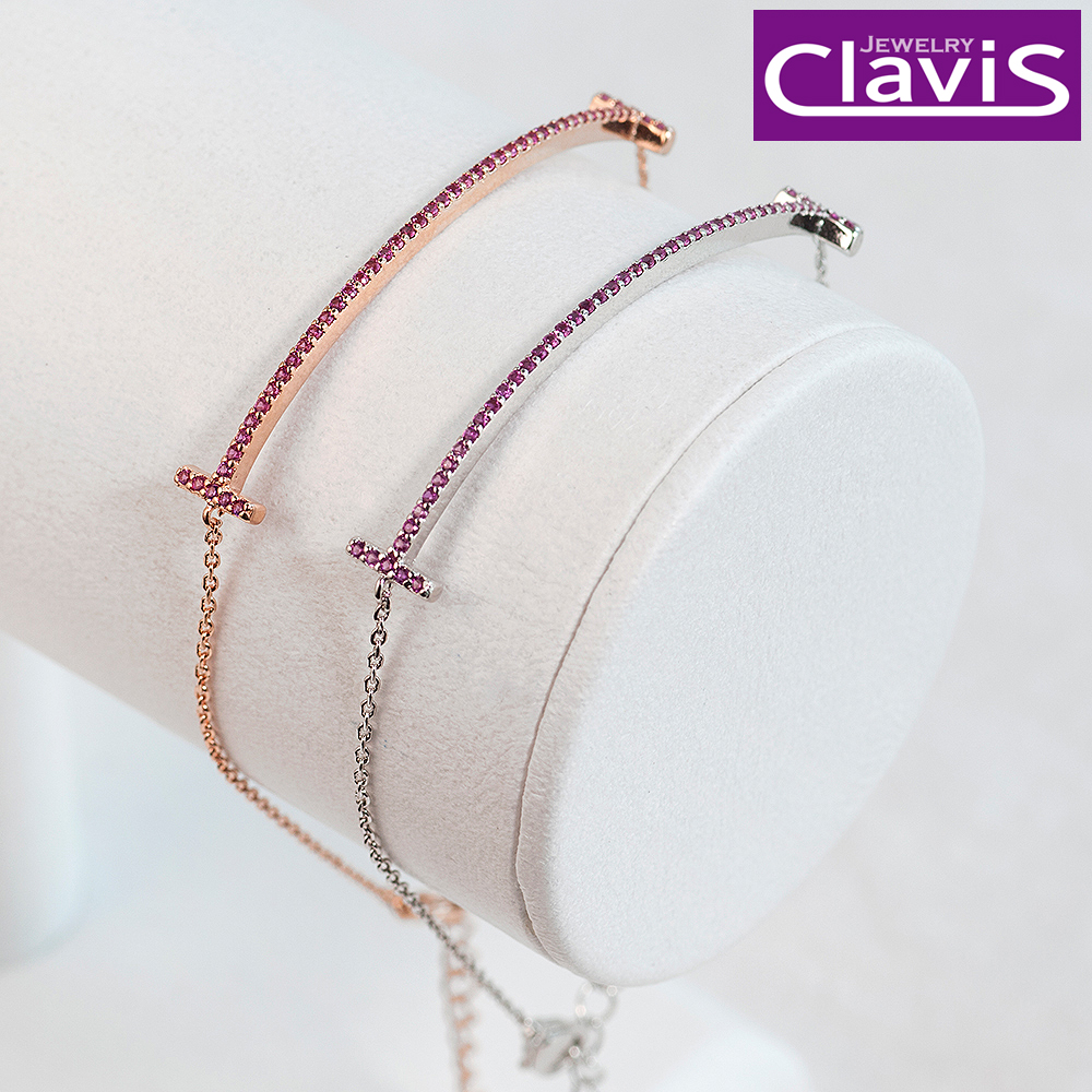 Clavis [클라비스] 아메시스트 라인 링크 팔찌 CL14kp-BB037