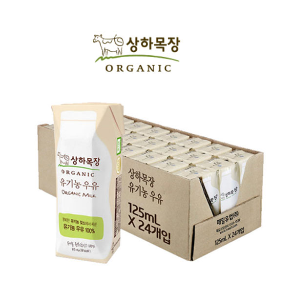 상하목장 유기농 우유/주스 125ml*24팩 조합 (흰/딸기/바나나/코코아/사과딸기케일/사과오렌지케일)