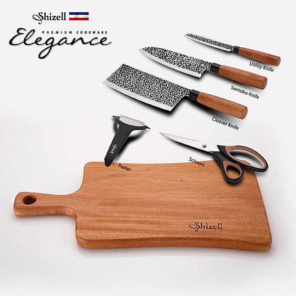 쉬젤 엘레강스 웨이브핸들도마+ 나이프5종세트