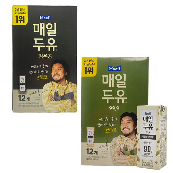 매일두유 99.9/식이섬유/검은콩, 뼈로가는고칼슘 담백한맛/검은콩 190ml 24팩