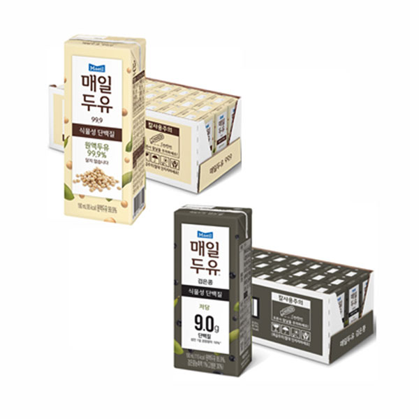 매일두유 99.9/식이섬유/검은콩, 뼈로가는고칼슘 담백한맛/검은콩 190ml 24팩