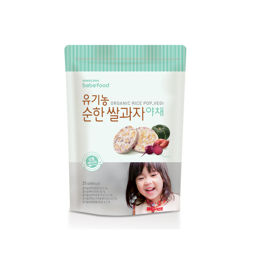 베베푸드 유기농 순한쌀과자 야채 25g 아기과자