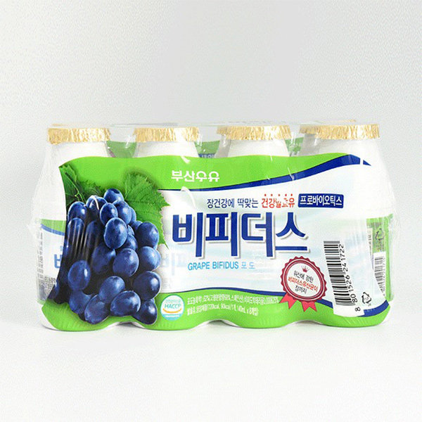 부산우유 비피더스 140ml x 8입 [사과/포도] 유산균 HACCP 인증 