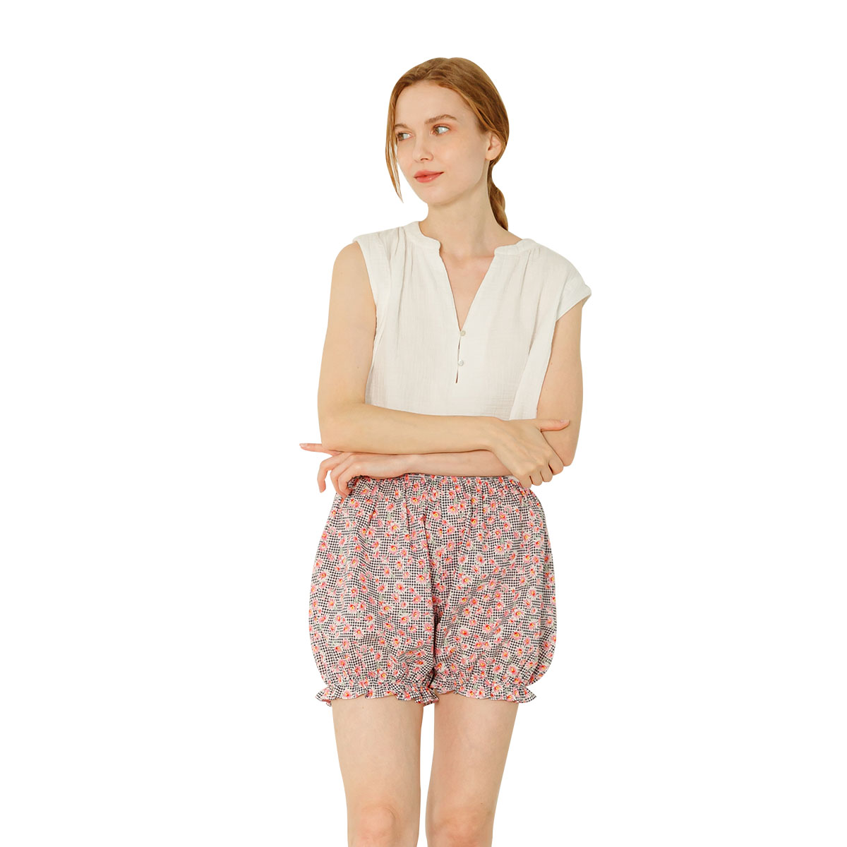 라페어 체크플라워 핑크 호박팬츠 (LWPGE367-PK)