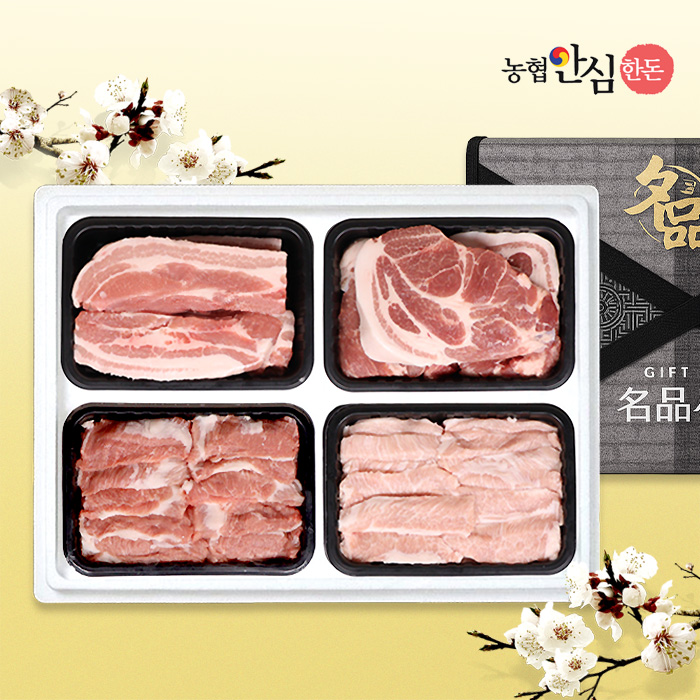 [농협안심한돈](냉장)무항생제 한돈선물세트 7호 1.6kg (삼겹/목살/가브리/항정)