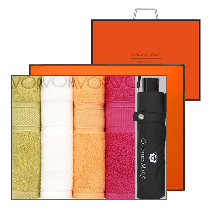 송월 타올우산세트A(식스4+cm3단폰지1)+쇼핑백 대표이미지 섬네일