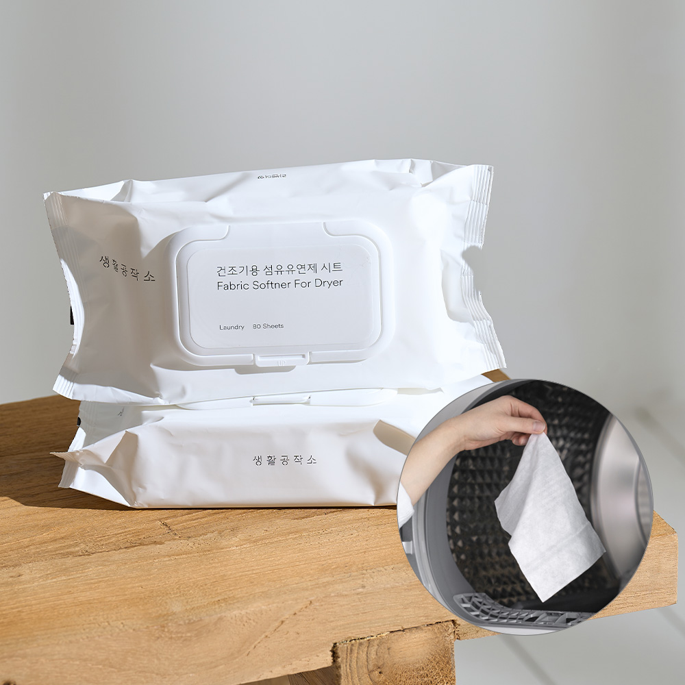 생활공작소 건조기용 섬유유연제 시트 80매 x 2입