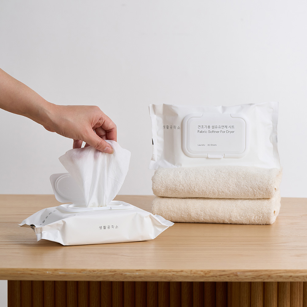 생활공작소 건조기용 섬유유연제 시트 80매 x 2입