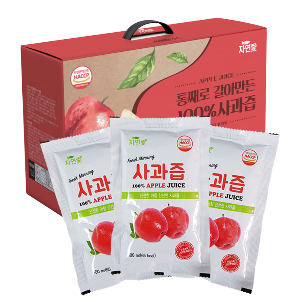 자연애사과즙 통째로 갈아만든 저온착즙 생사과즙 100ml 30팩